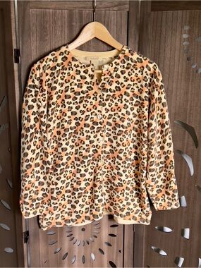 Bechamel Leopard Print Cardigan - Cream, Orange, Brown